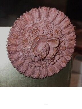 Vintage Carved Tea Rose Colored Flower Clip Earrings